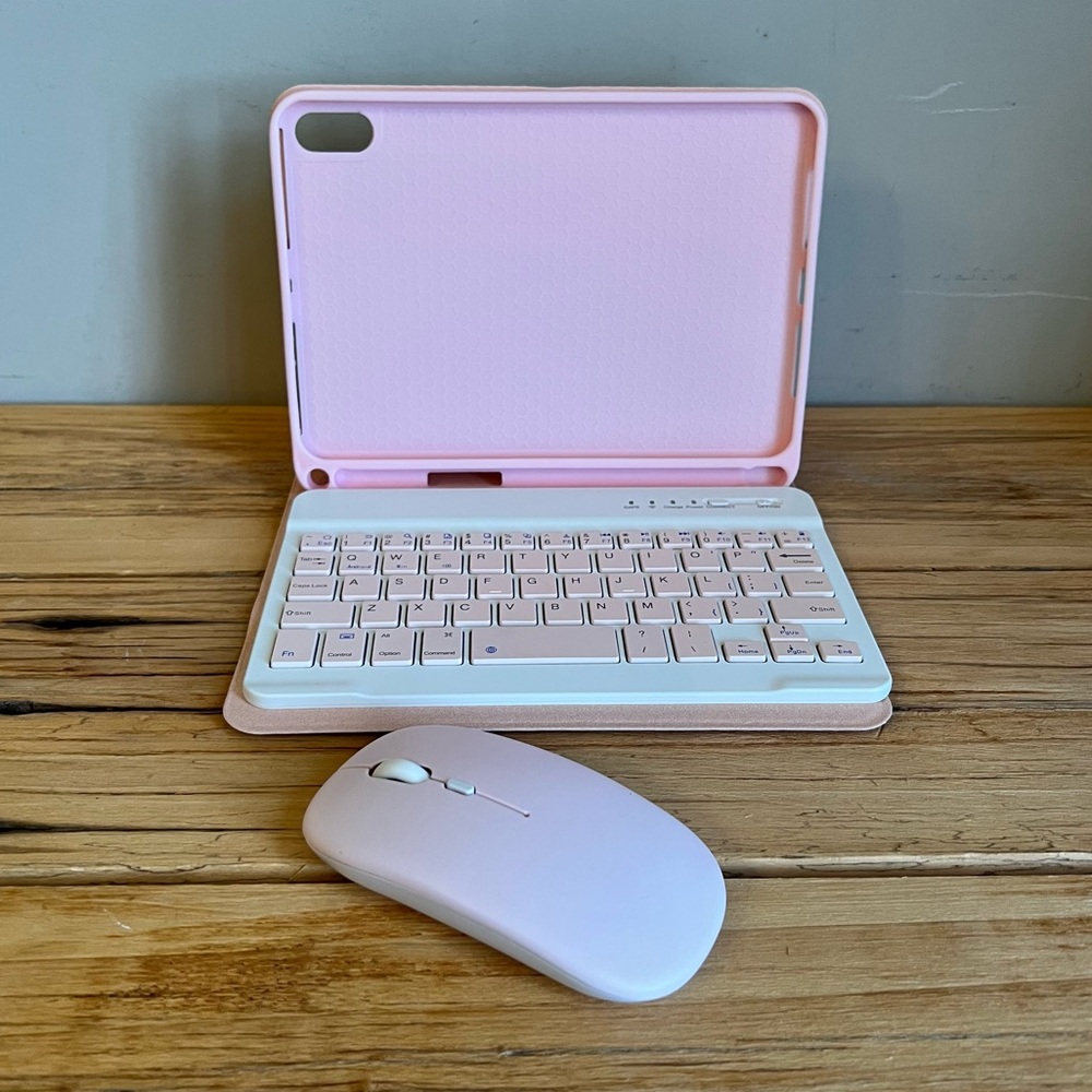 Pink Smart Keyboard Case With Matching Wireless Mouse